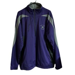 ANTIGUA Size XL Full Zip Purple Windbreaker Jacket Mt Vintage Golf Club Logo